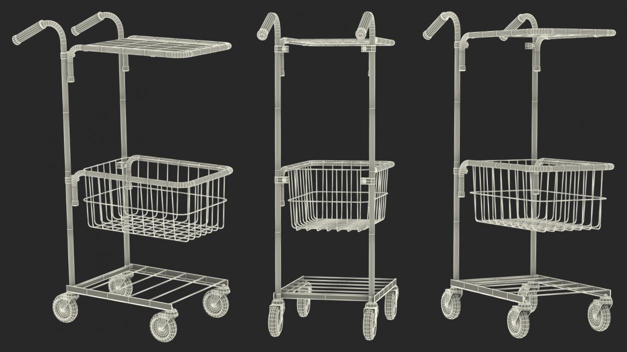 3D model Mini Trolley with Shelf and Basket Black