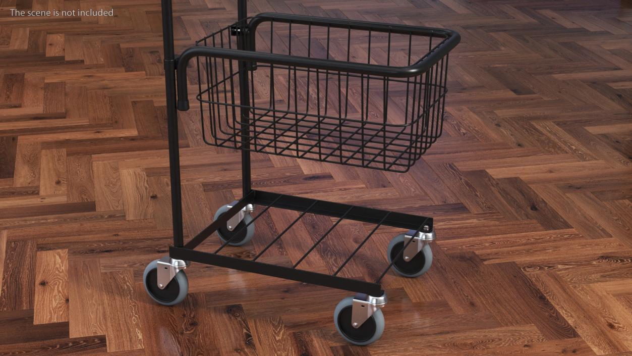 3D model Mini Trolley with Shelf and Basket Black