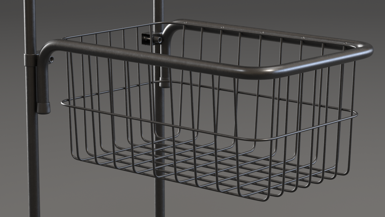 3D model Mini Trolley with Shelf and Basket Black