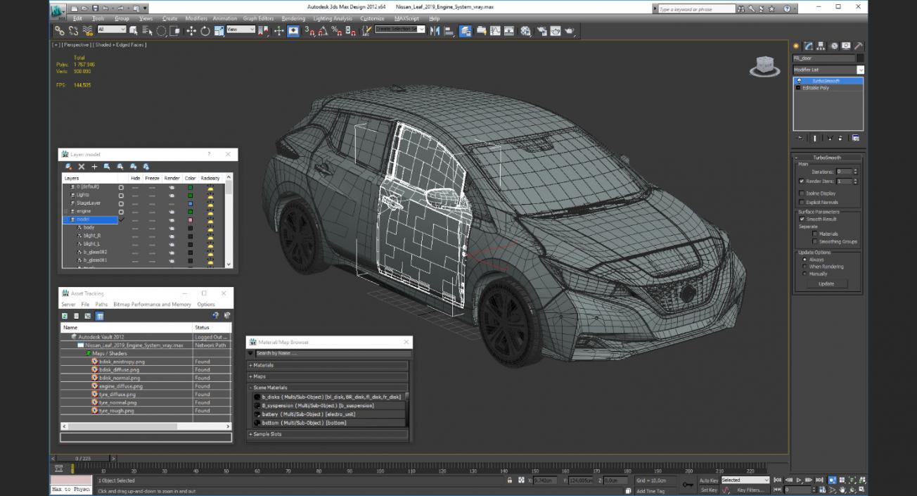 3D model Nissan Leaf 2019 Engine System