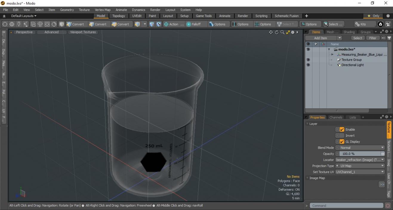 Measuring Beaker Blue Liquid 250ml 3D model