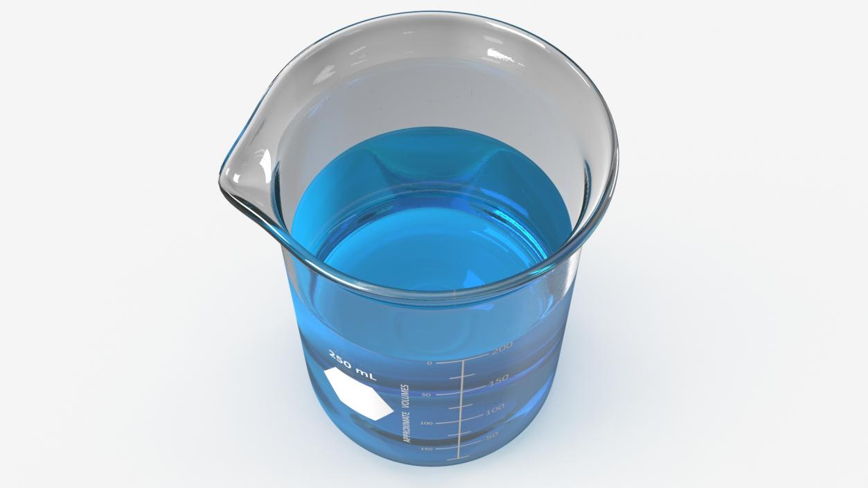 Measuring Beaker Blue Liquid 250ml 3D model