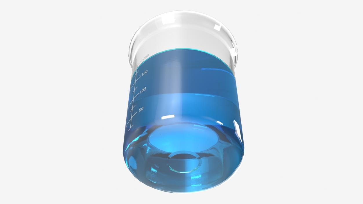 Measuring Beaker Blue Liquid 250ml 3D model