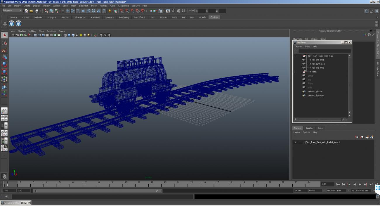 3D model Toy Train Tank with Rails