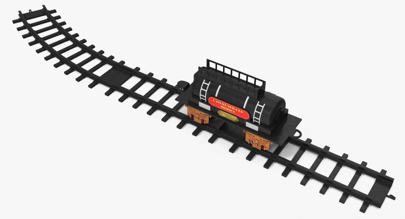 3D model Toy Train Tank with Rails