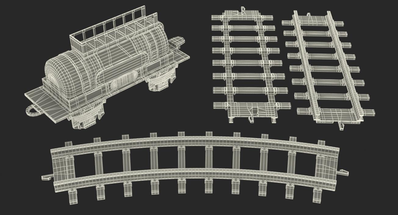 3D model Toy Train Tank with Rails