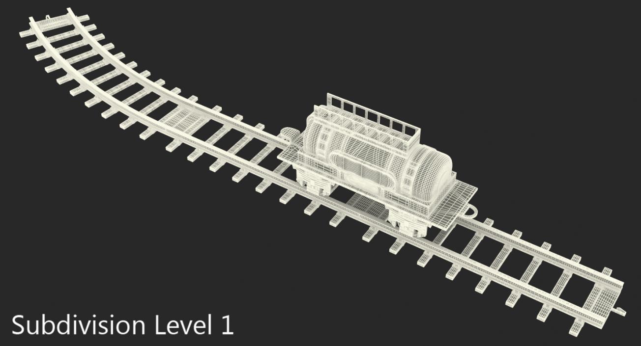 3D model Toy Train Tank with Rails