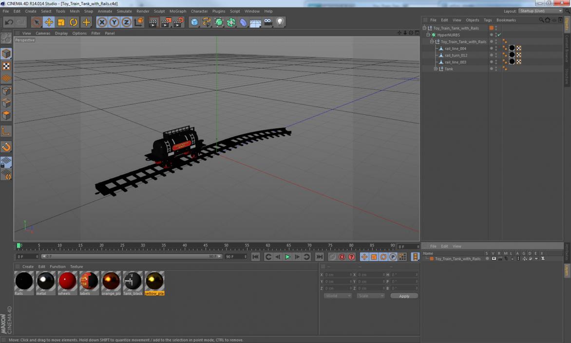 3D model Toy Train Tank with Rails