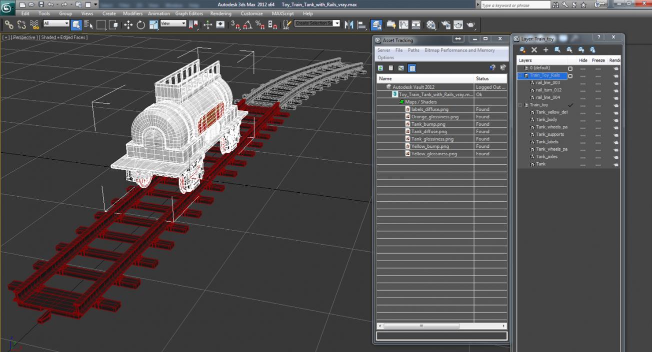 3D model Toy Train Tank with Rails