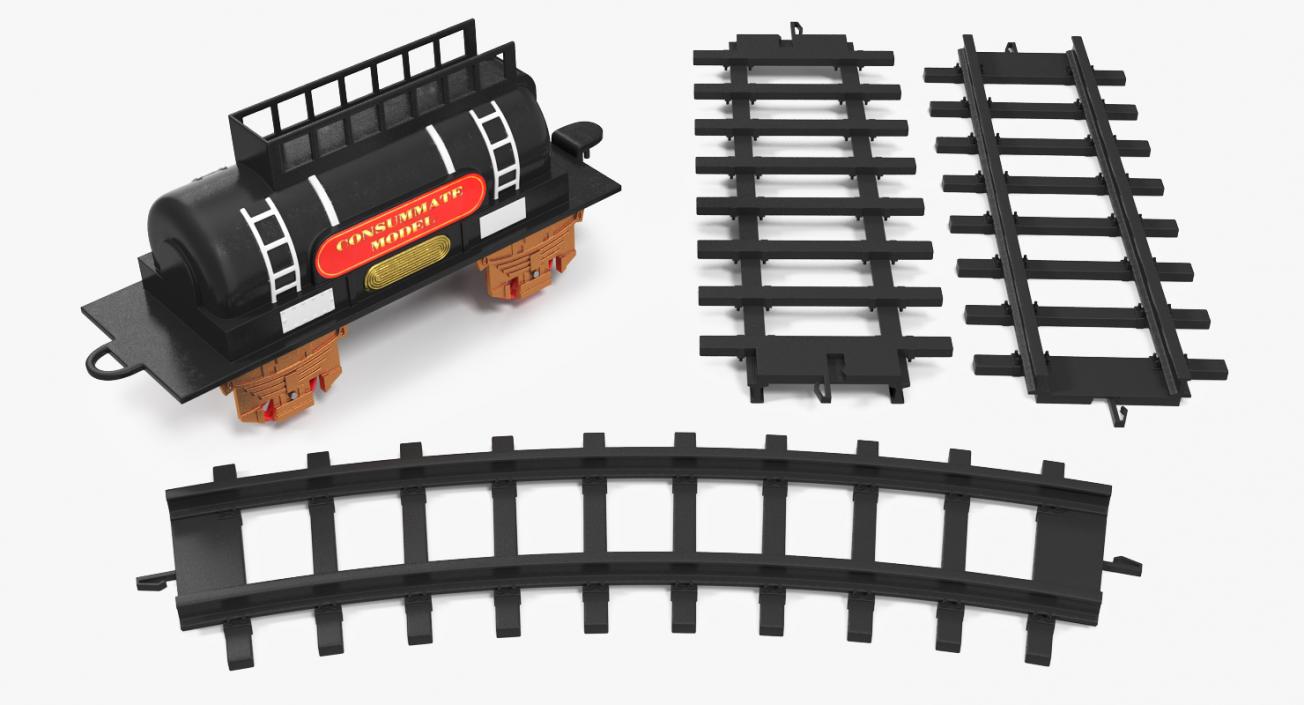 3D model Toy Train Tank with Rails