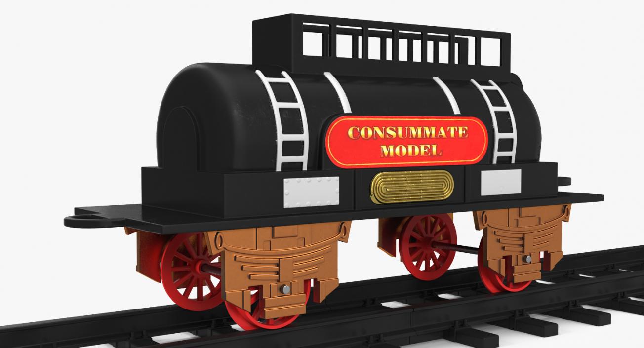 3D model Toy Train Tank with Rails