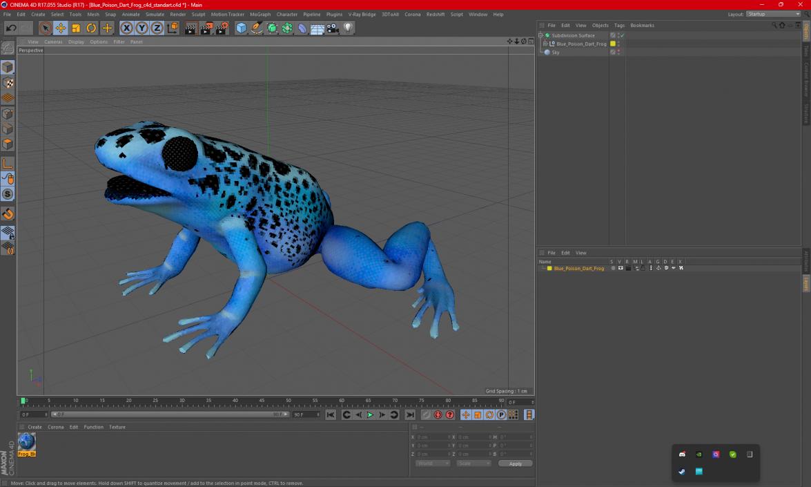 3D Blue Poison Dart Frog