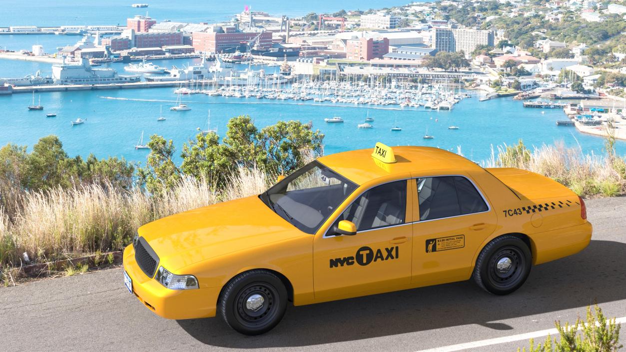 3D Generic Yellow Taxi Rigged