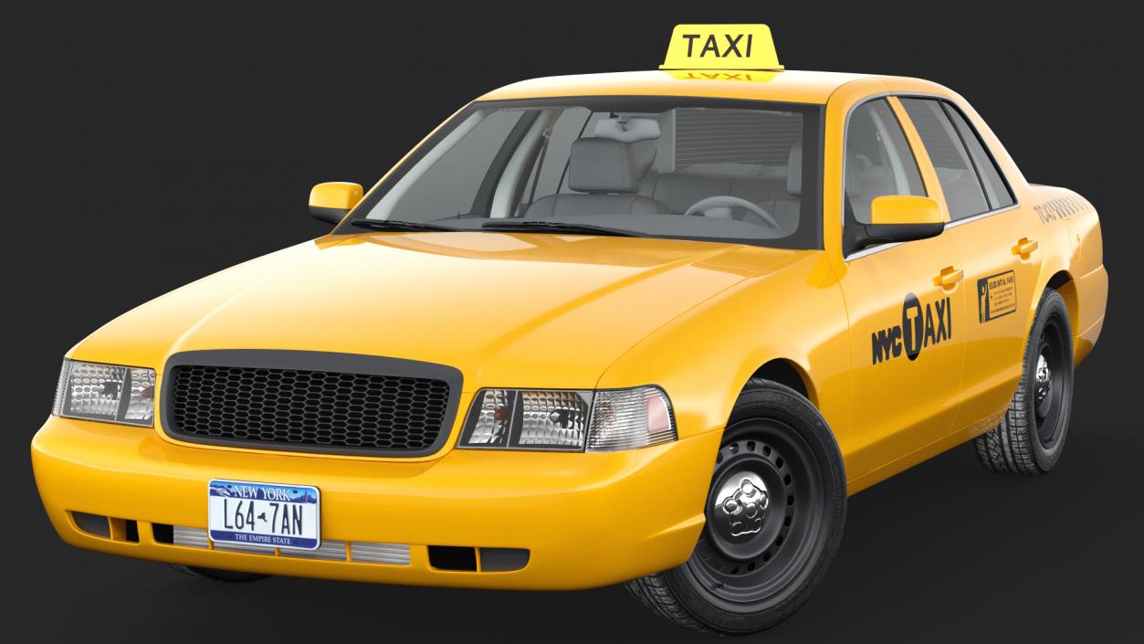 3D Generic Yellow Taxi Rigged