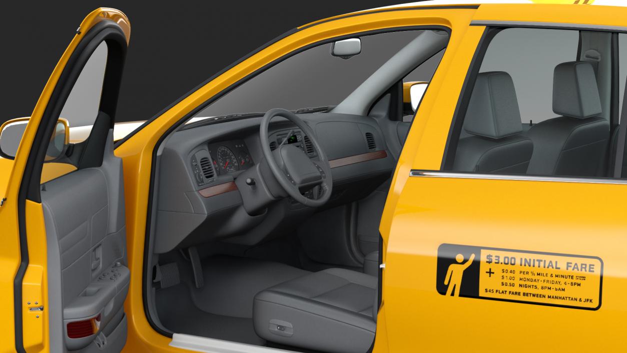 3D Generic Yellow Taxi Rigged