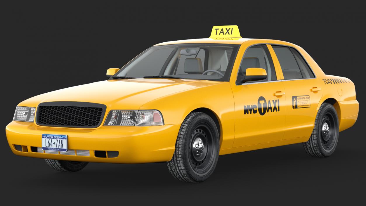 3D Generic Yellow Taxi Rigged