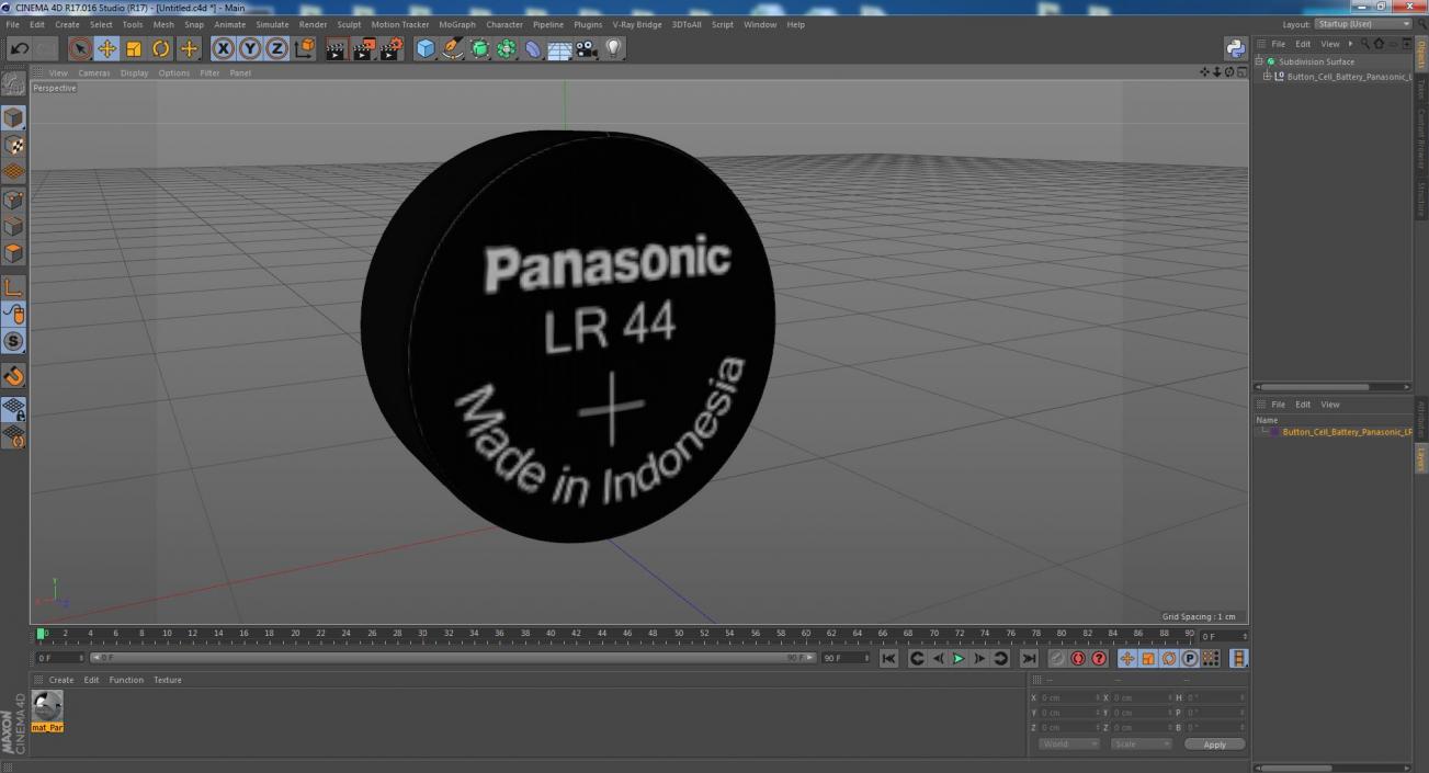 Button Cell Battery Panasonic LR44 3D model