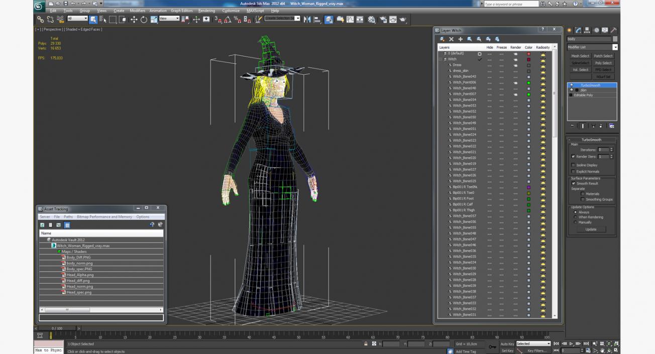 3D Witch Woman Rigged model