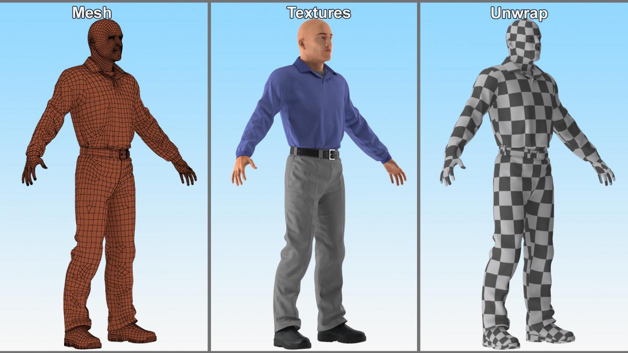 Young Man Wearing Casual Clothes A-pose 3D model