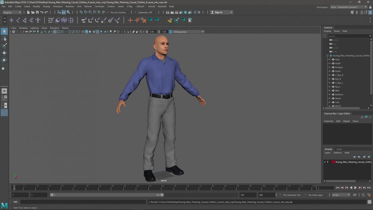 Young Man Wearing Casual Clothes A-pose 3D model