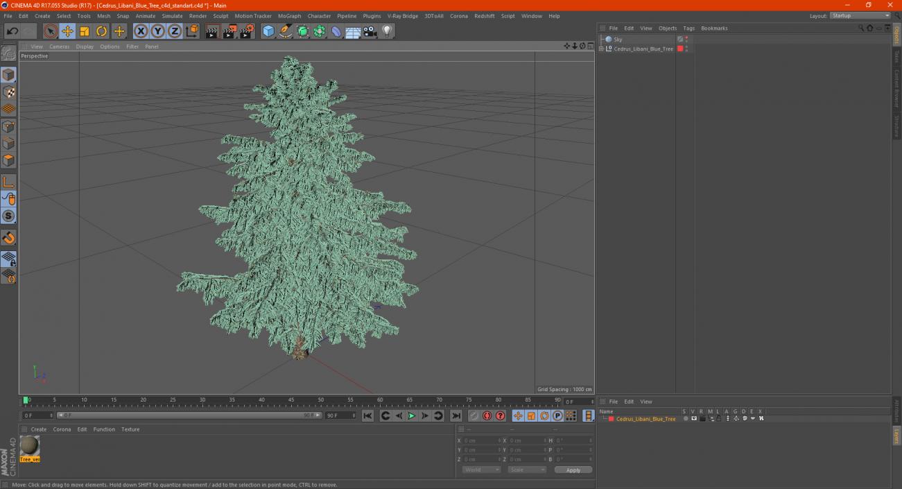 3D Cedrus Libani Blue Tree model