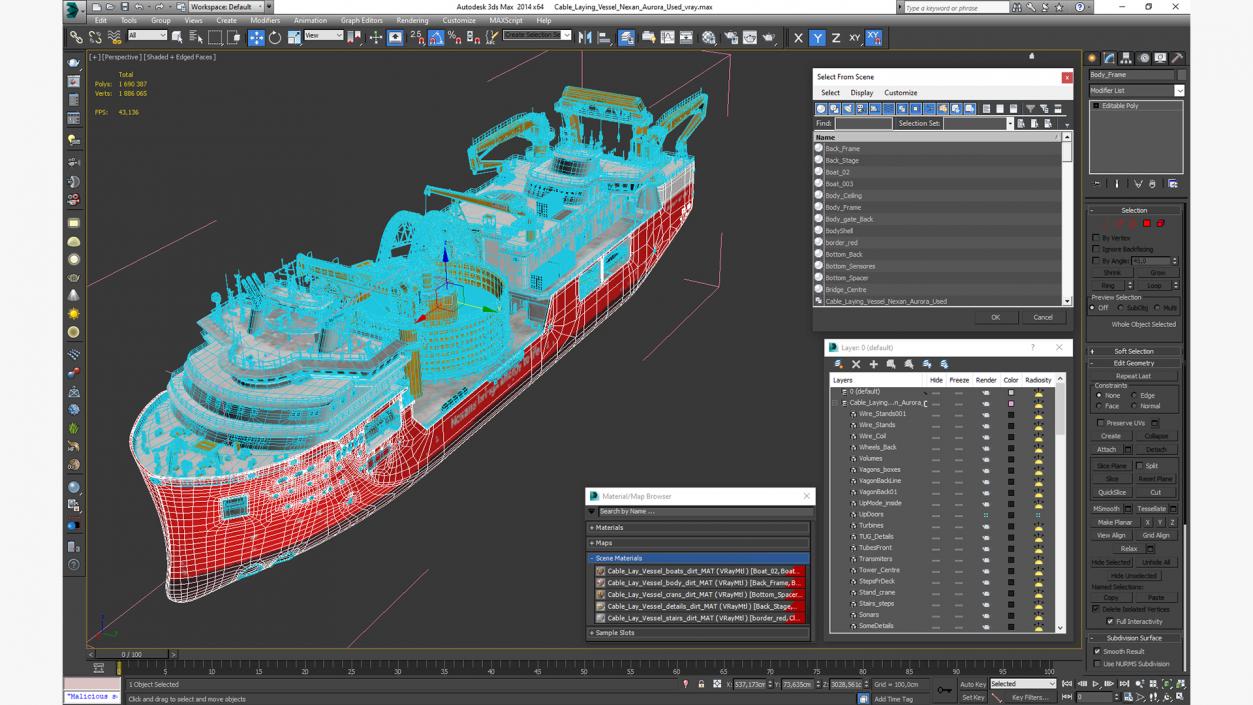 Cable Laying Vessel Nexan Aurora Used 3D