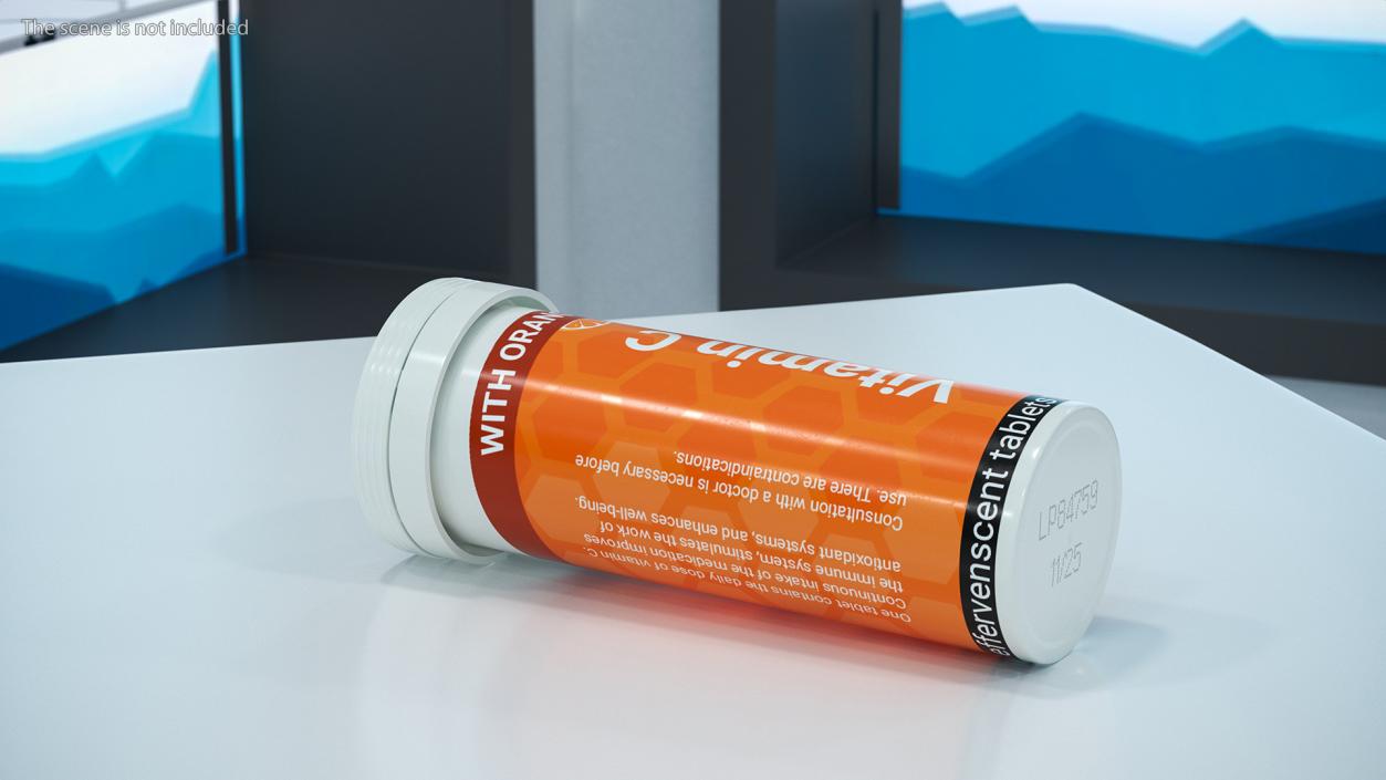 Tube Vitamin C Packaging 10 Tabs 3D