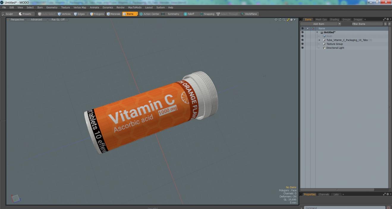 Tube Vitamin C Packaging 10 Tabs 3D