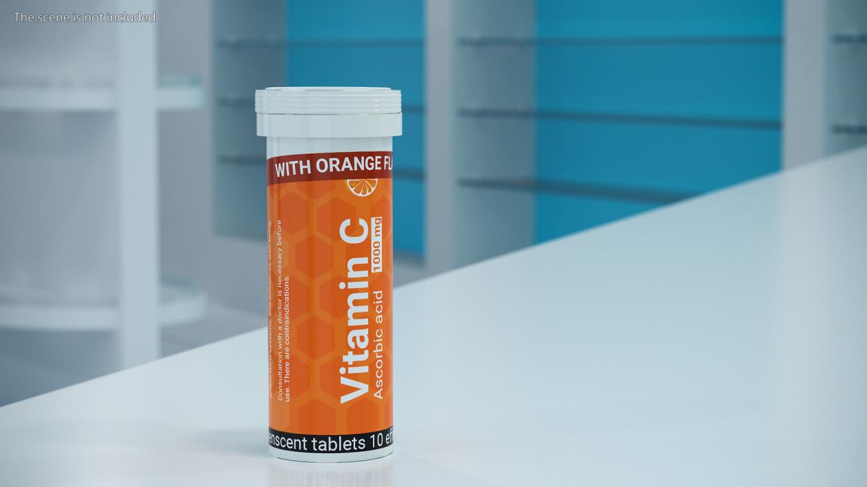 Tube Vitamin C Packaging 10 Tabs 3D