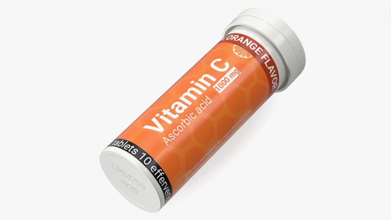 Tube Vitamin C Packaging 10 Tabs 3D