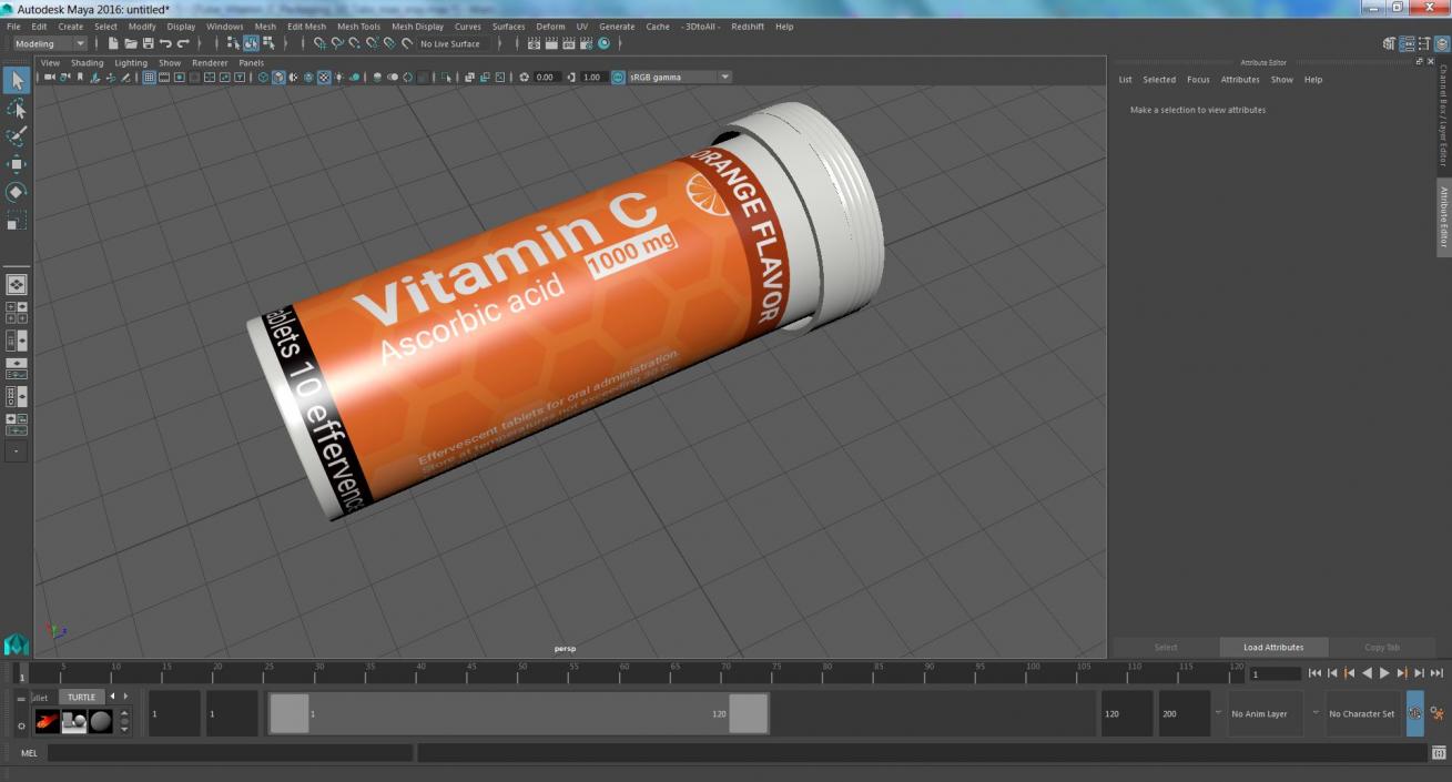 Tube Vitamin C Packaging 10 Tabs 3D