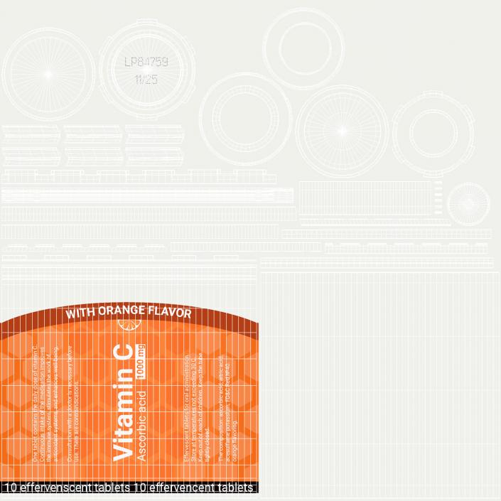 Tube Vitamin C Packaging 10 Tabs 3D