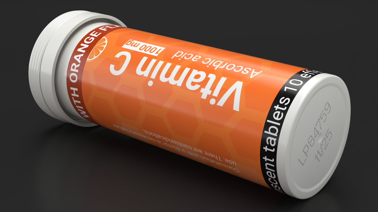 Tube Vitamin C Packaging 10 Tabs 3D