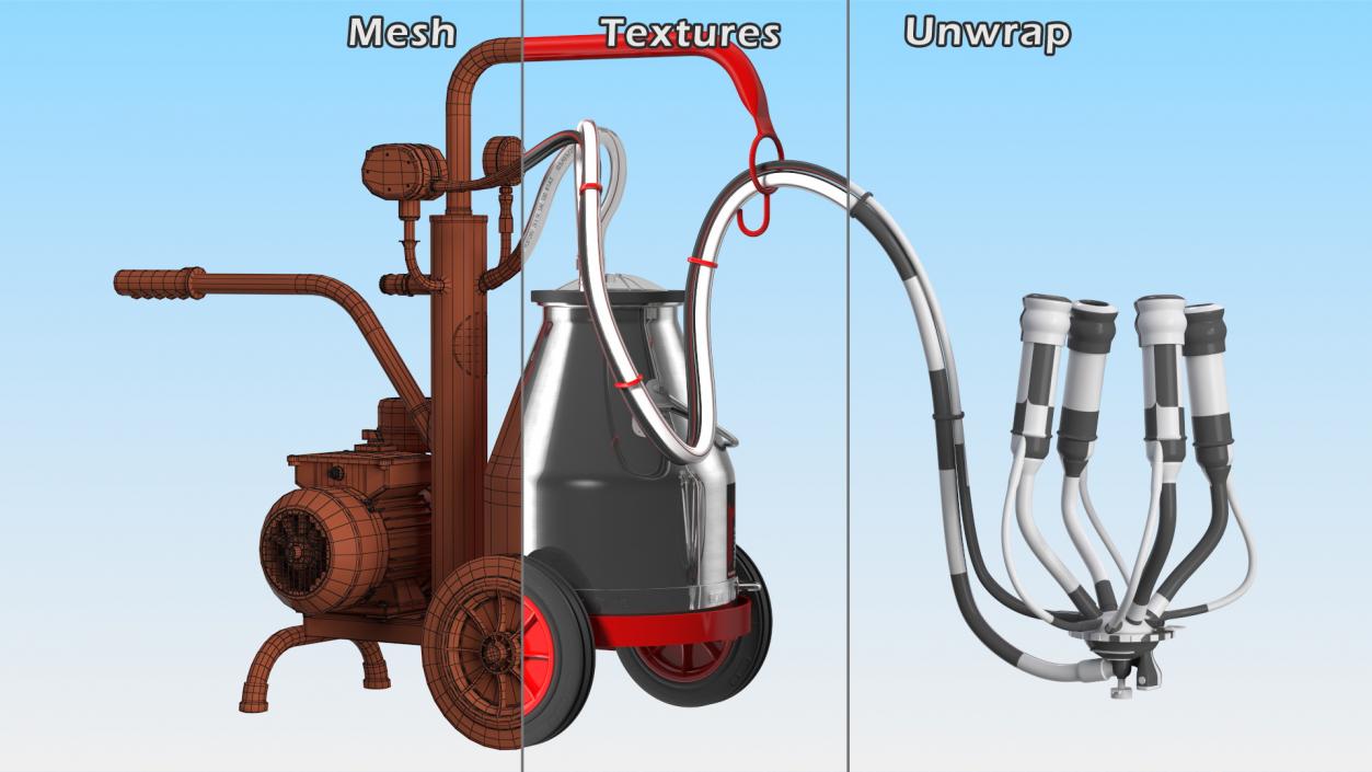 3D model Milking Machine Work with Cow Collection