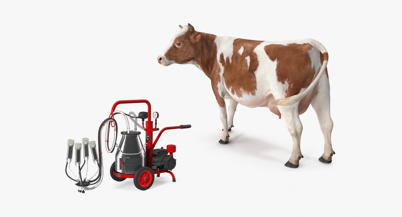 3D model Milking Machine Work with Cow Collection