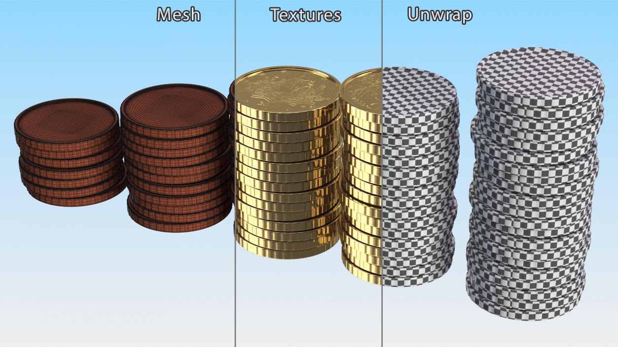 Stacked Coins Set 3D