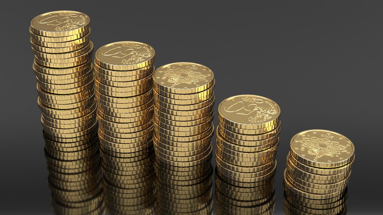 Stacked Coins Set 3D