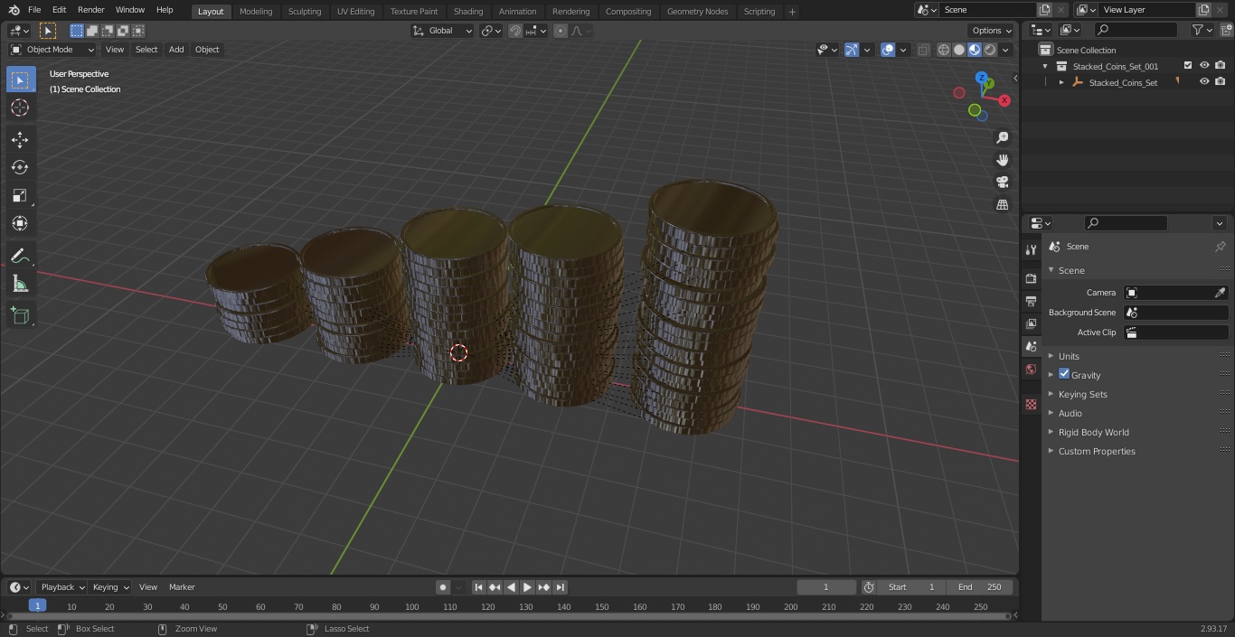 Stacked Coins Set 3D