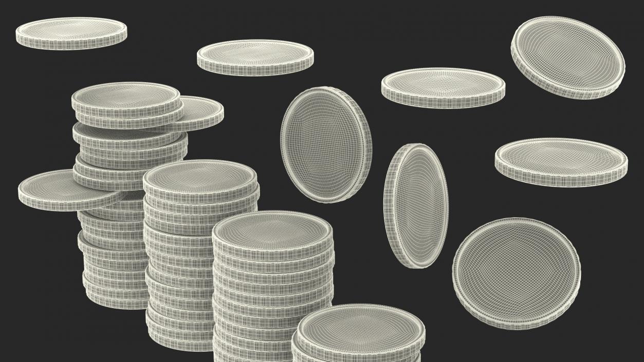 Stacked Coins Set 3D