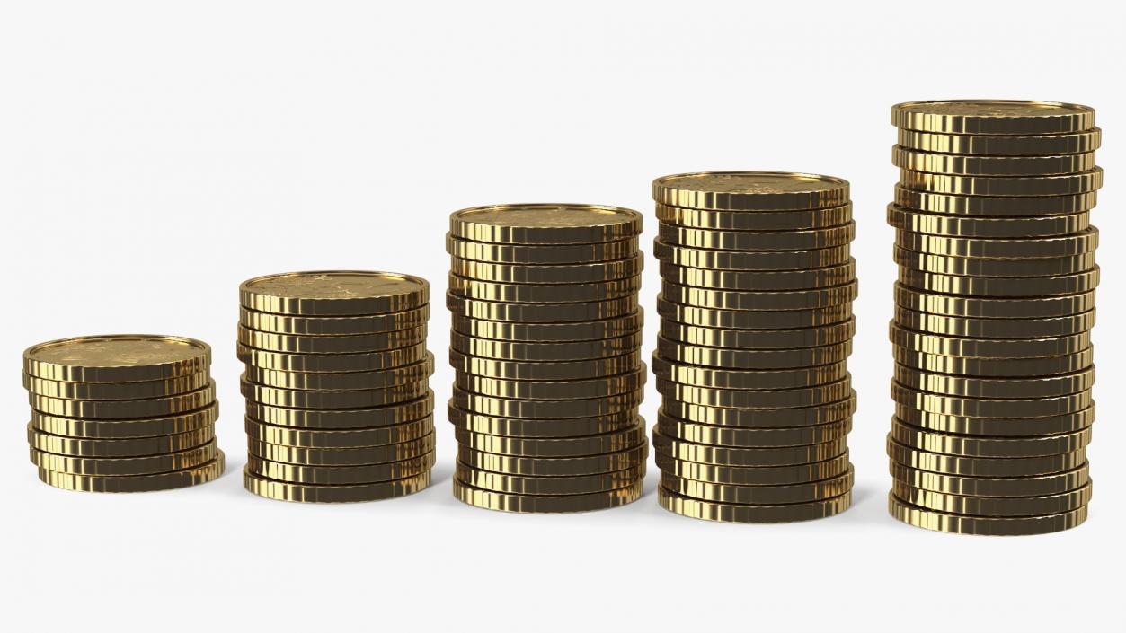 Stacked Coins Set 3D