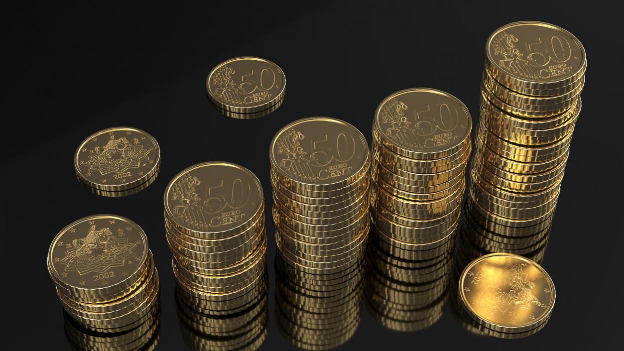 Stacked Coins Set 3D