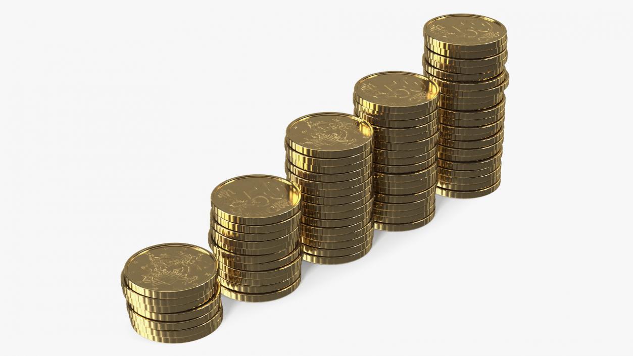 Stacked Coins Set 3D