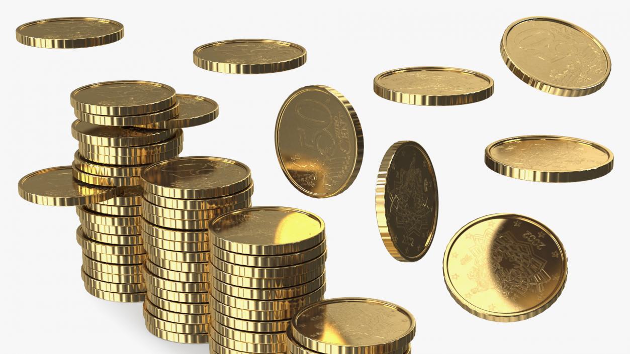 Stacked Coins Set 3D