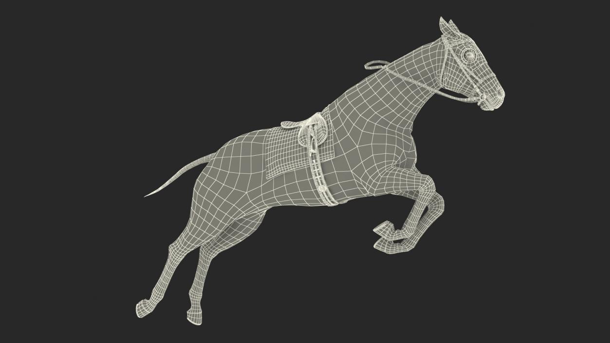 3D model Jumping Black Racing Horse Fur