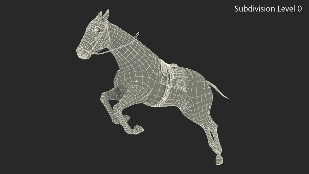 3D model Jumping Black Racing Horse Fur