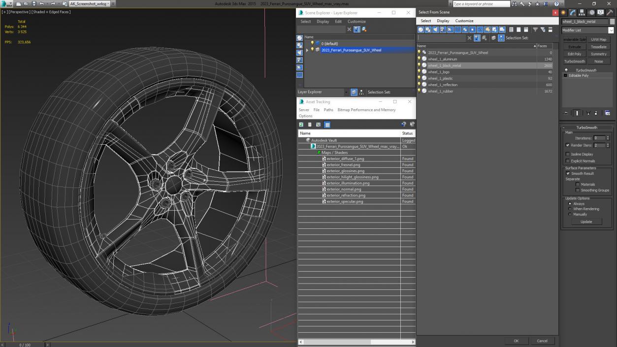 3D 2023 Ferrari Purosangue SUV Wheel model