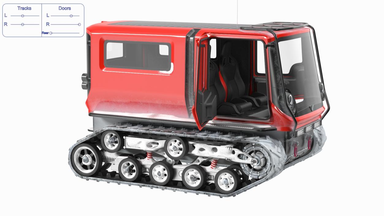 3D Red Snowy Arctica Vehicle Simple Interior Rigged model