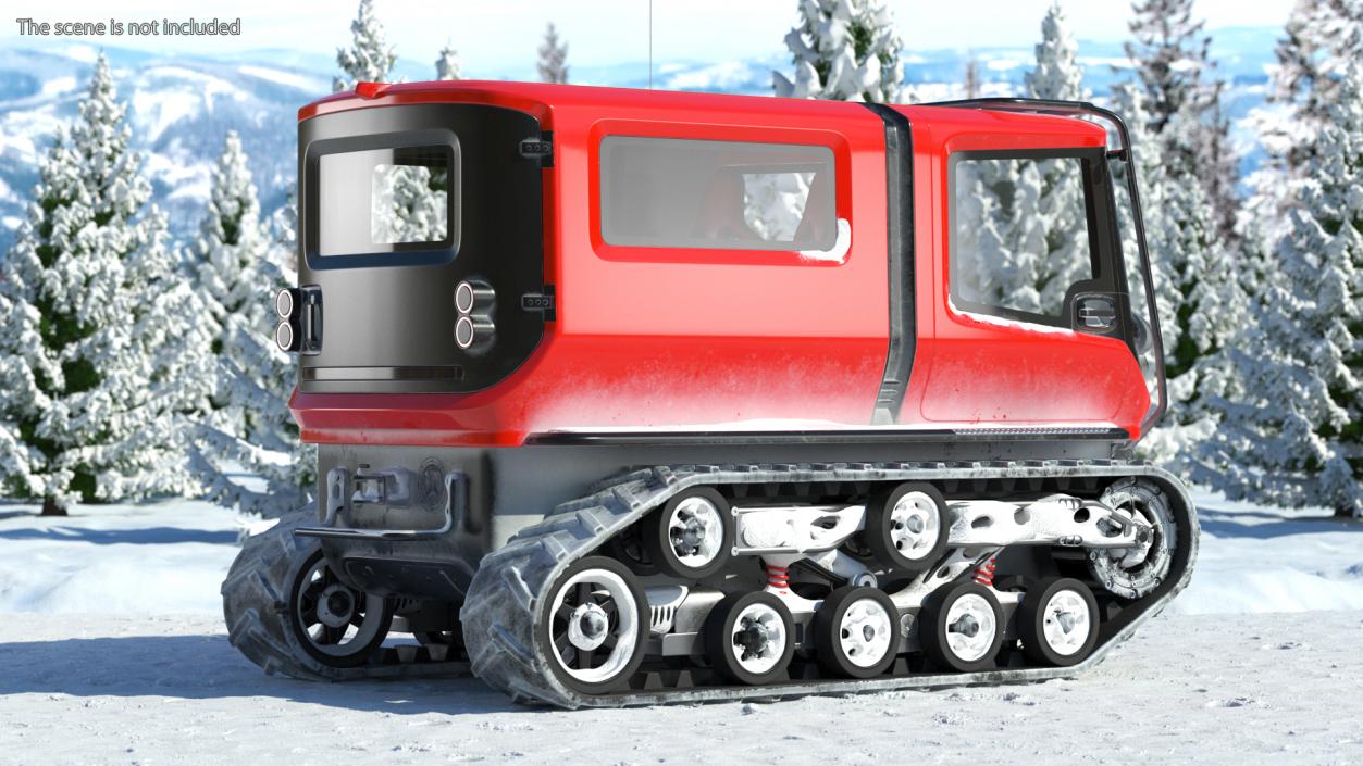 3D Red Snowy Arctica Vehicle Simple Interior Rigged model