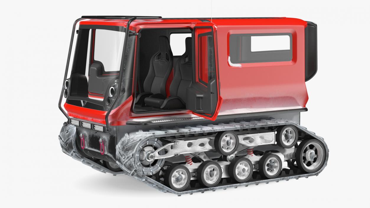 3D Red Snowy Arctica Vehicle Simple Interior Rigged model