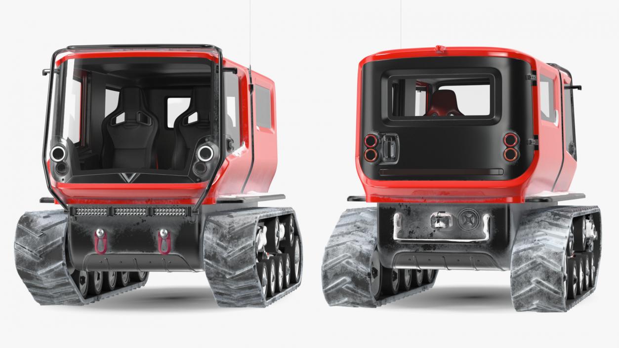 3D Red Snowy Arctica Vehicle Simple Interior Rigged model